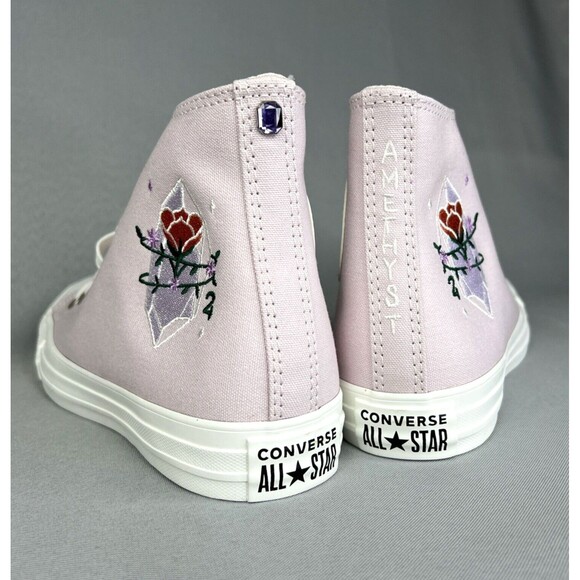 New Converse Chuck Taylor High Top Pink Barely Rose Embroidered Gems Sz 8 w/ Box - Picture 16 of 16